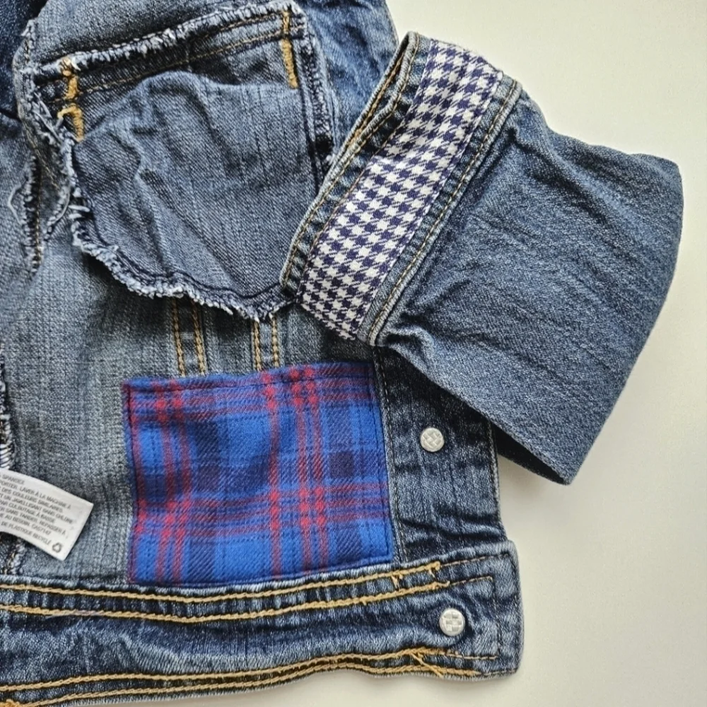 Handmade The Grateful Dead Denim Trucker Jacket in Blue and White Sz 6 NWT